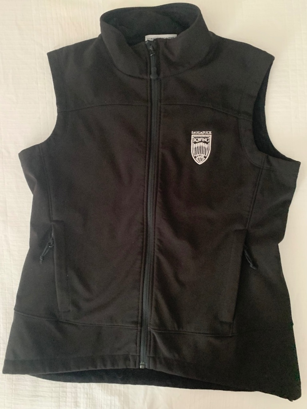 Fleece Vest with Saugatuck Rowing Club Logo in Black, Sz S